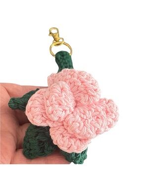 Handmade Crochet Pink Flower Keychain FINAL PRICE DROP